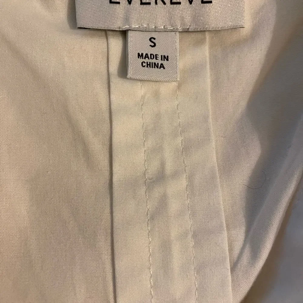Evereve Popover White Top - S white , cotton spandex , quarter sleeve ga… - Picture 3 of 5